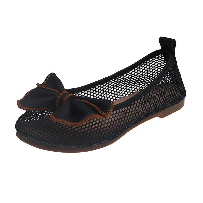 Модная высококачественная обувь для женщин, сетчатые женские туфли на плоской подошве, модные однотонные повседневные туфли на плоской подошве, горячая распродажа, женская обувь с бабочкой и узлом Zapatos