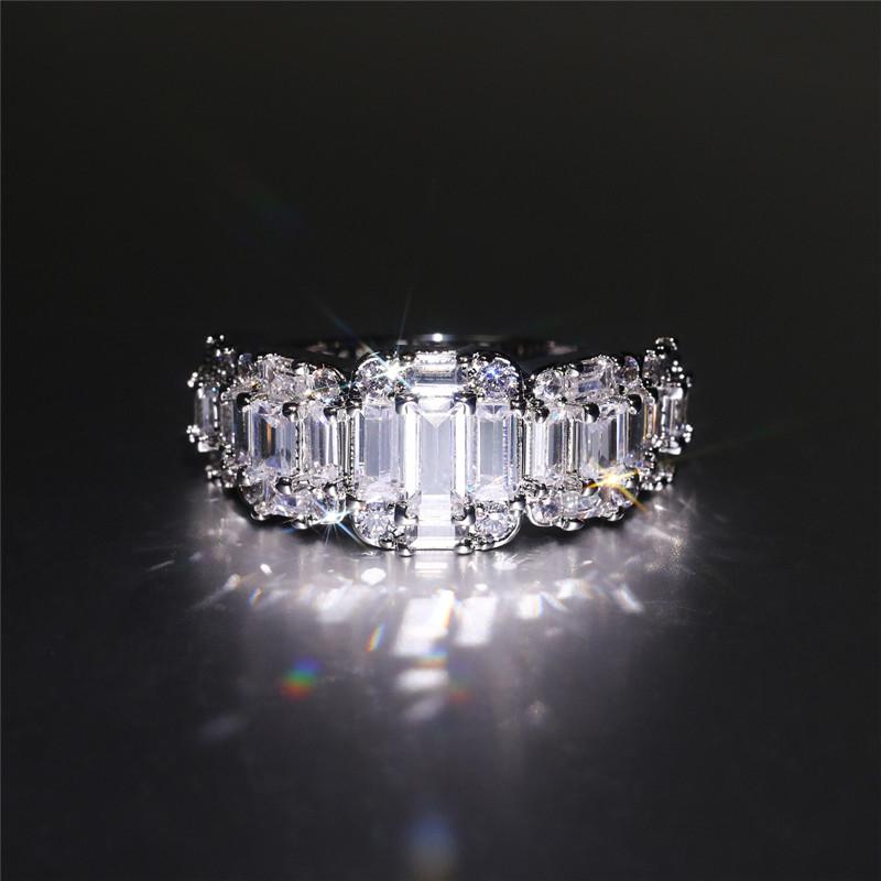 Новые модные кольца-обещания для женщин, серебряный цветной ремешок с ослепительно белым фианитом, эффектное кольцо на палец, женские украшения