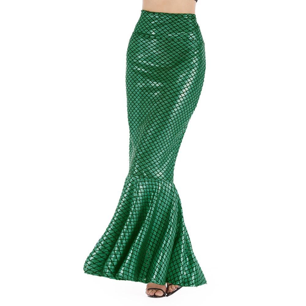 High Waist Sequin Mermaid Skirt, Gold Glitter Fish Tail Long Skirt for Party Performance Costume