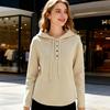 Женское худи Yousheng на осень, с длинными рукавами, на пуговицах, со шнурком, с капюшоном, свободного кроя, повседневный тонкий пуловер