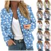 Женская модная повседневная куртка на молнии с длинным рукавом с цветочным/листовым принтом и круглым вырезом