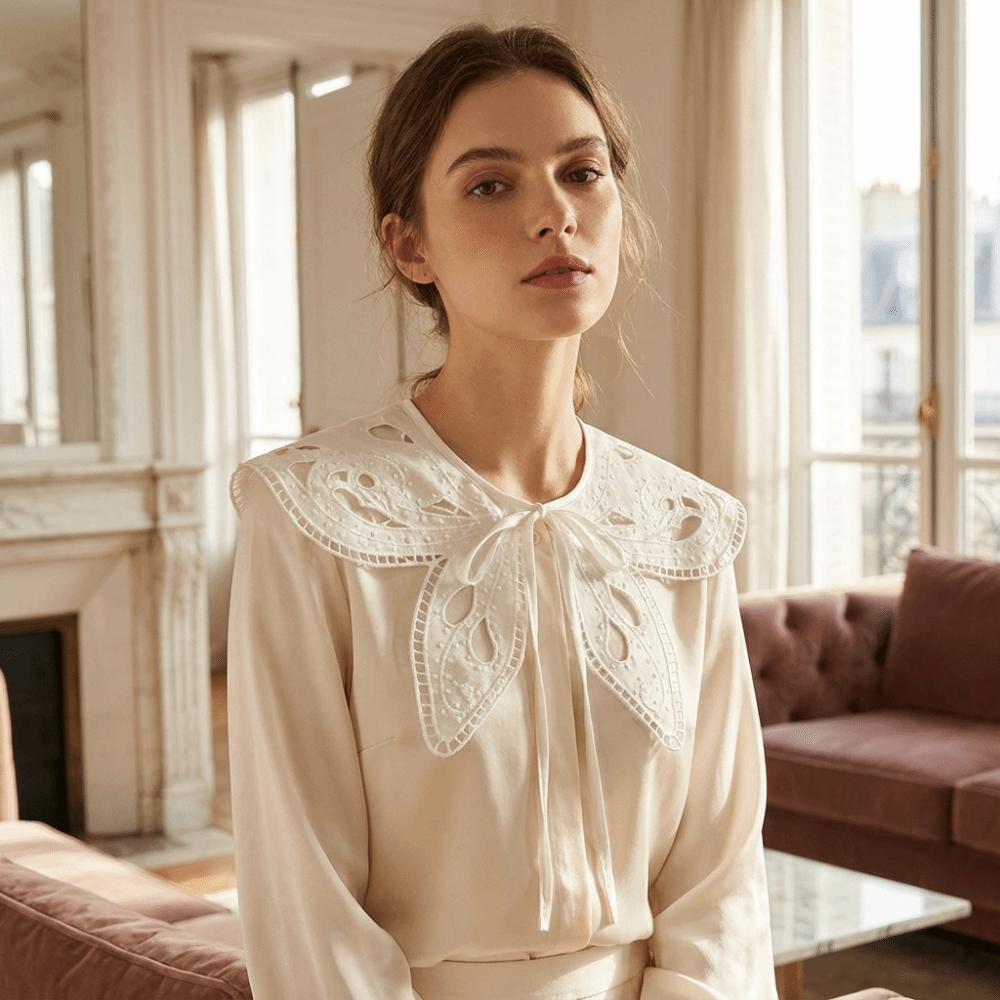 Detachable Embroidered Lace Fake Collar Polyester Decorative Fake Collar New Floral Collar Dresses