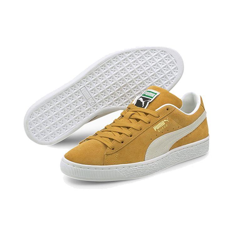 Puma Замшевые Classic 21 Унисекс Медовый Горчичный Белые Кроссовки 374915-05