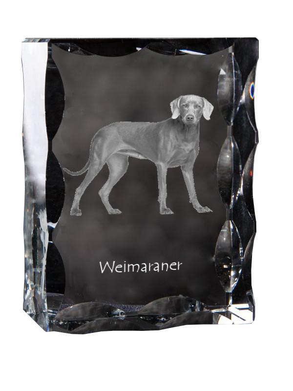 Weimaraner, Grey Ghost - crystal with a picture of a dog, glass statuette with a picture, unique frame with a picture from Art-Dog brand