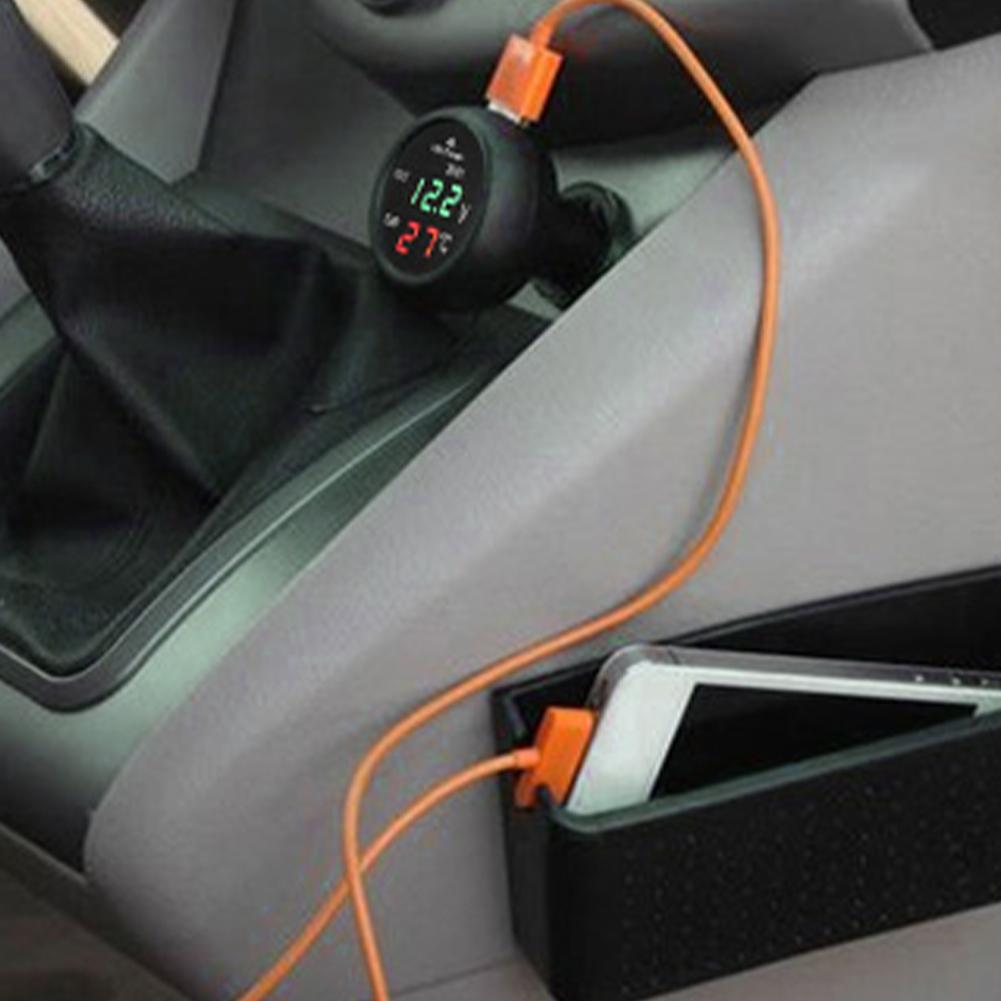 3 в 1 12/24 В Автомобильный Автомобильный Светодиодный Цифровой Вольтметр Датчик Термометр Зарядное устройство USB Светодиодный Цифровой Вольтметр Датчик Термометр