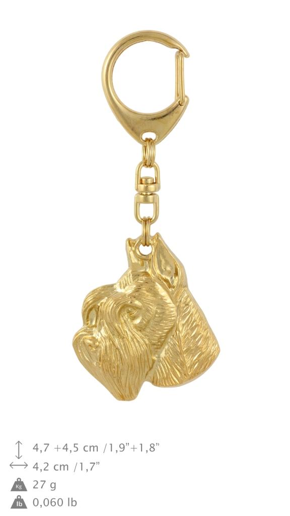 Schnauzer I - Gilded Key Ring with Dog, Handbag Decoration, Luxury Accessory by Art-Dog Brand