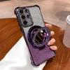 Блестящий противоударный силиконовый чехол для Samsung S25 S24 FE S23 A06 A16 A55 A56 Зеркальный держатель-подставка Мягкий чехол для Galaxy A36 Чехол