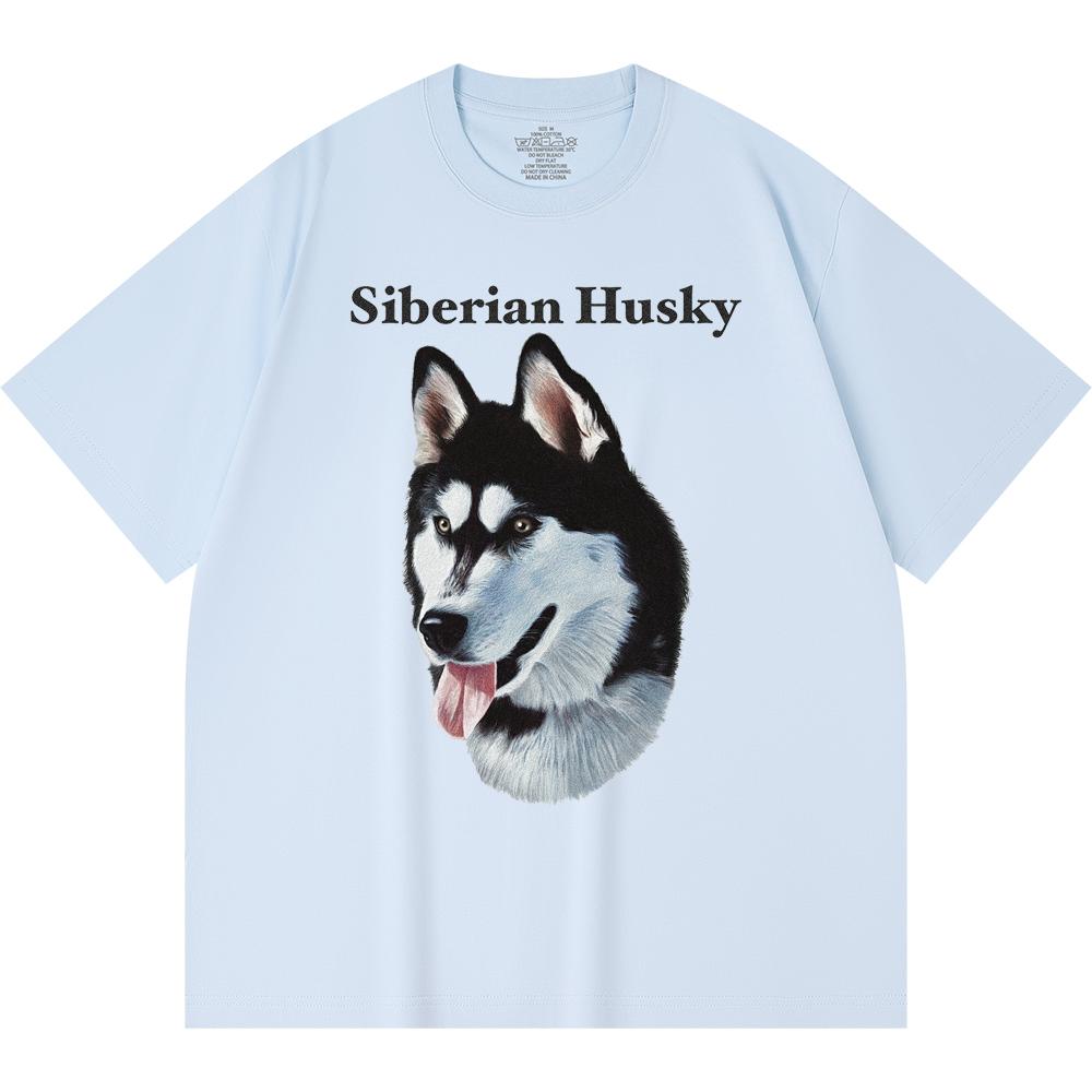 Футболка из 100% хлопка плотностью 230 г/м2 с принтом сибирской хаски, забавная футболка из чесаного хлопка в стиле Харадзюку