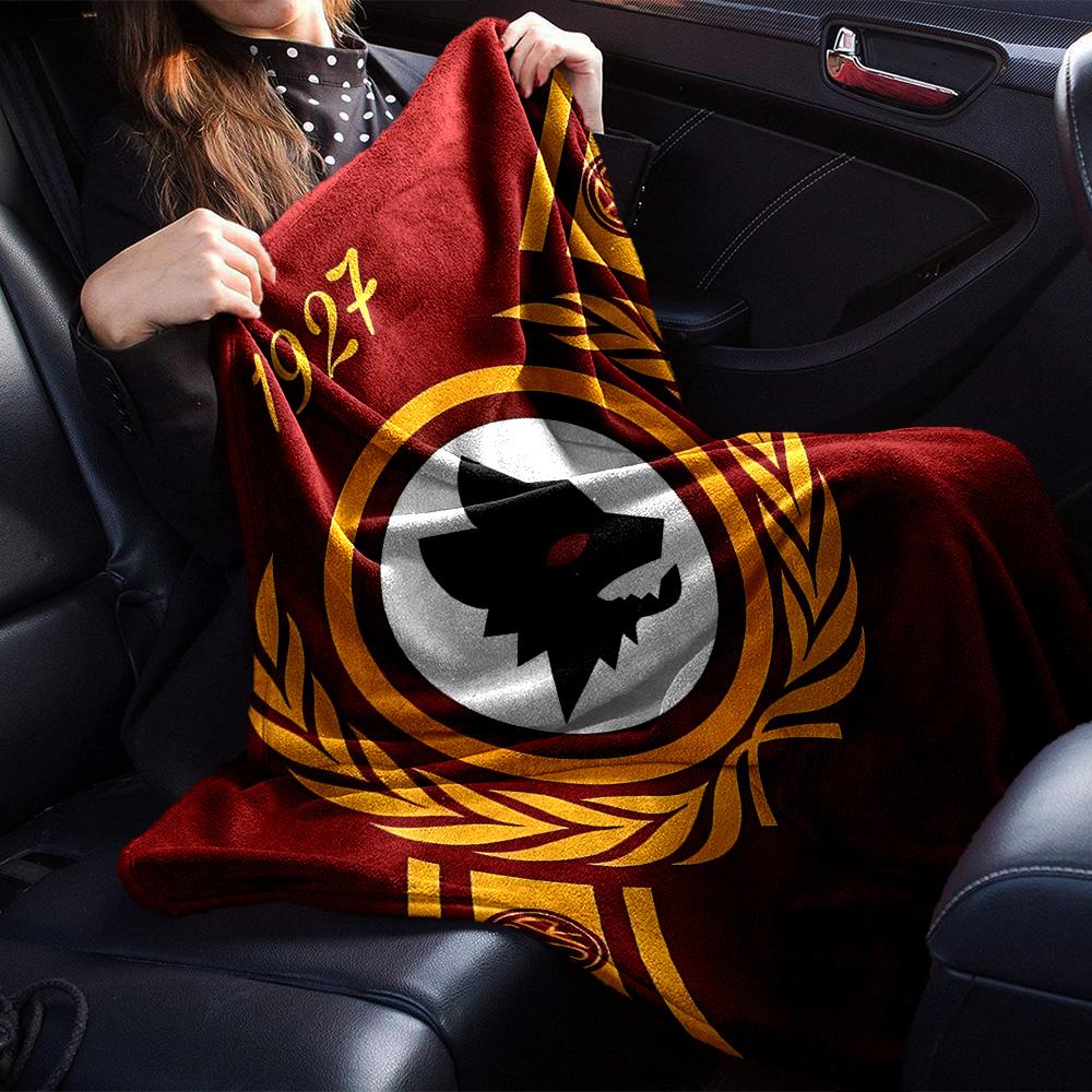 Roma Football Club Emblem Flannel Blanket, Soft Polyester, Modern Design, All-Season for Camping, Travel, Gifts for holidays or birthdays