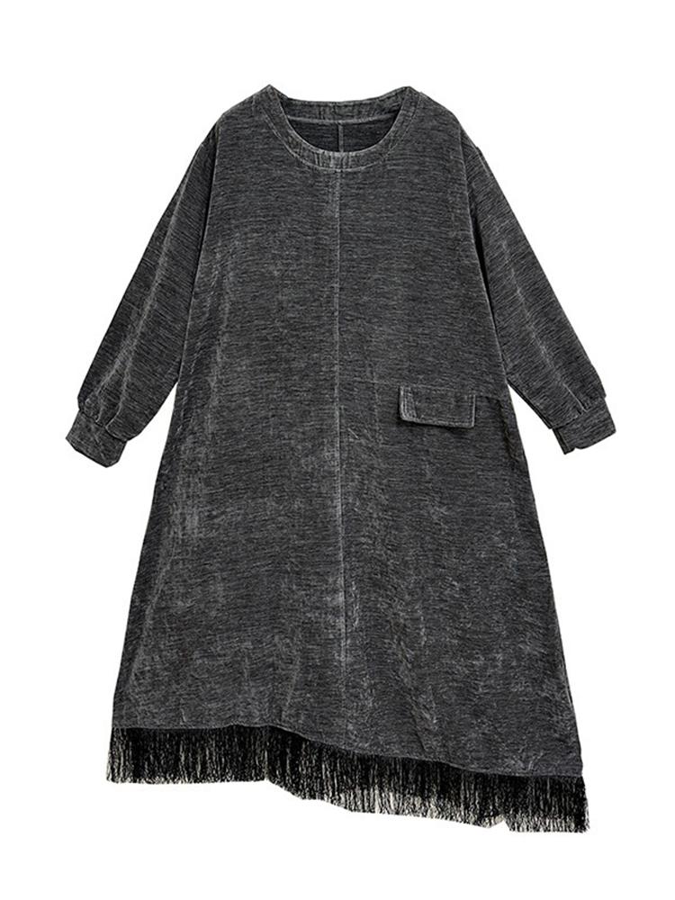 Xitao Асимметричные платья в стиле пэчворк с кисточками GYX1037