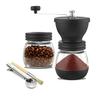 Manual Coffee Bean Mill with Tapered Ceramic Mill Plate, Compact, Lightweight, Portable, Easy To Clean, Adjustable Grinding (Includes 2 Glass Jar, Bru