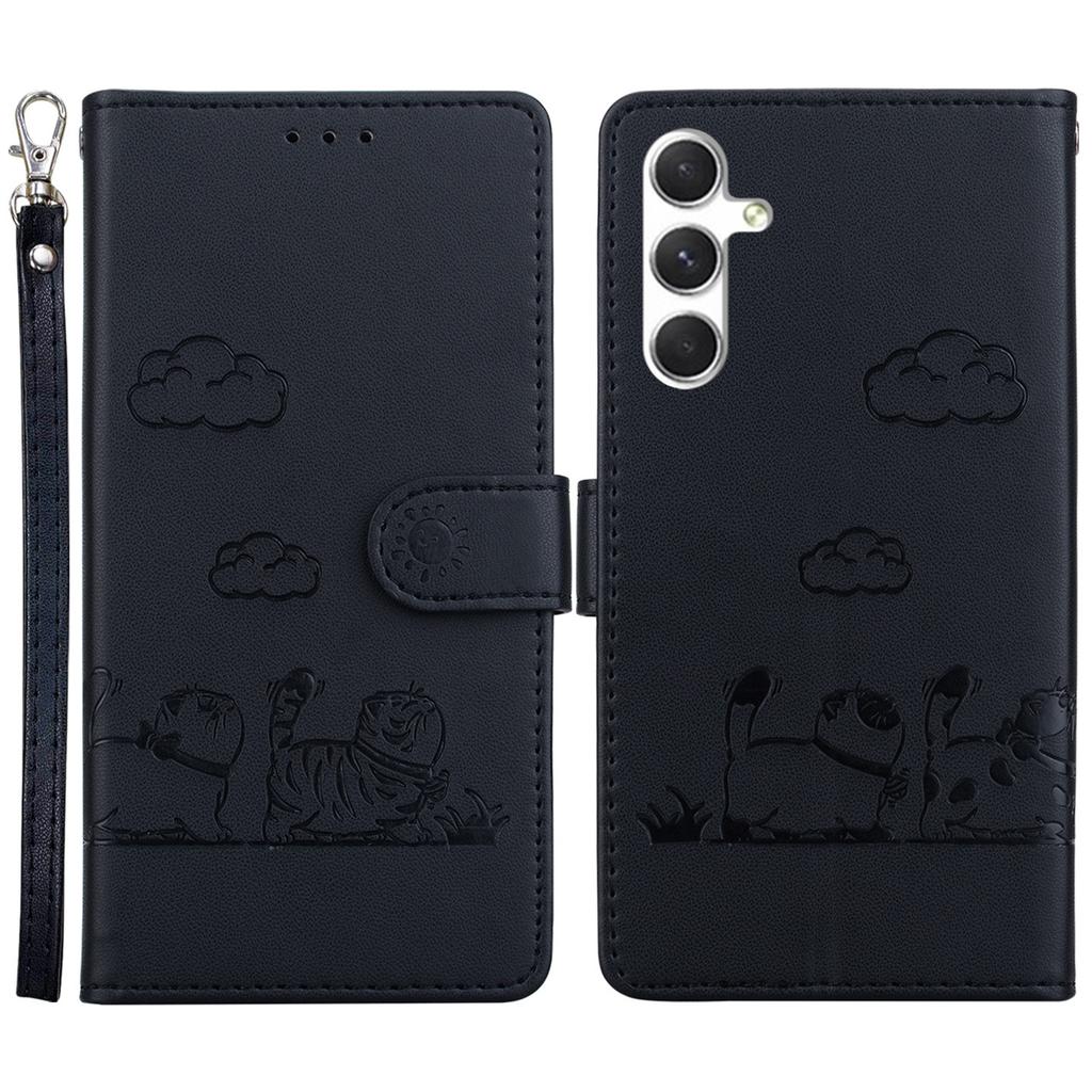 For Samsung Galaxy S25+ Case RFID Blocking Kitten Pattern TPU+PU Leather Phone Cover