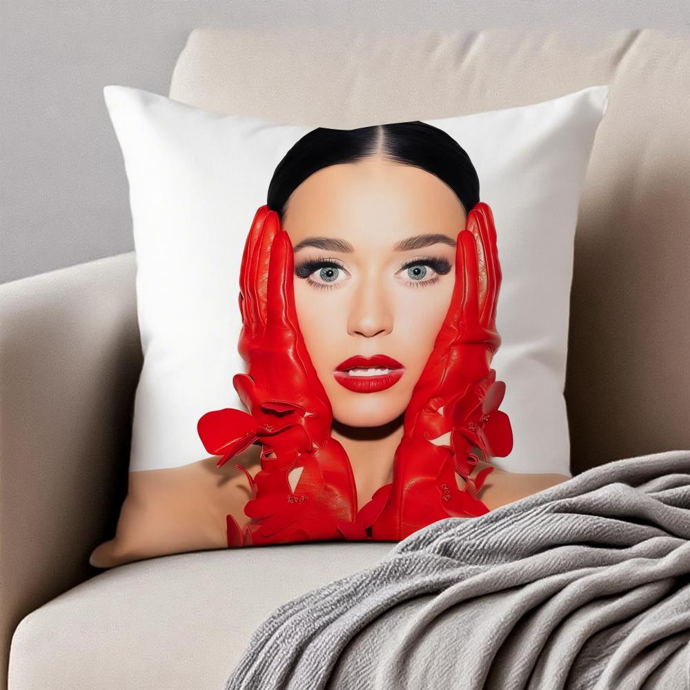 Colorful Popsavvy Singer KKaty Perry Cushion Cover Pillowcase Antidustmite Invisible Zipper Short Plush Sofa Cushion