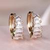 Elegant Square White Cubic Zirconia Hoop Earrings for Women Gold Color Wedding Jewelry