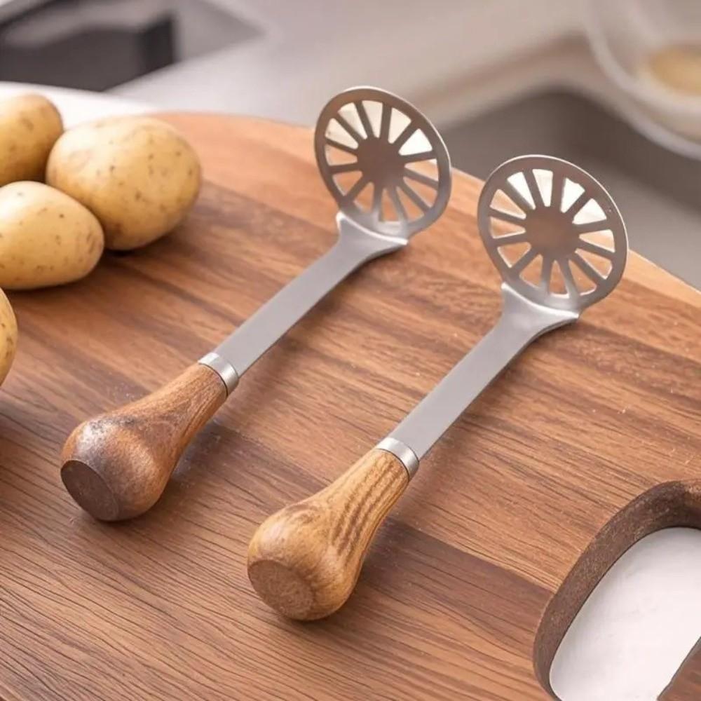 Non-Stick Mud Press Masher Wooden Handle Handheld Garlic Presser Manual Potato Masher  Kitchen Tool