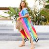 Радужное эластичное пляжное платье: Яркий парео для морского отдыха и защита от солнца для бикини (5D30)