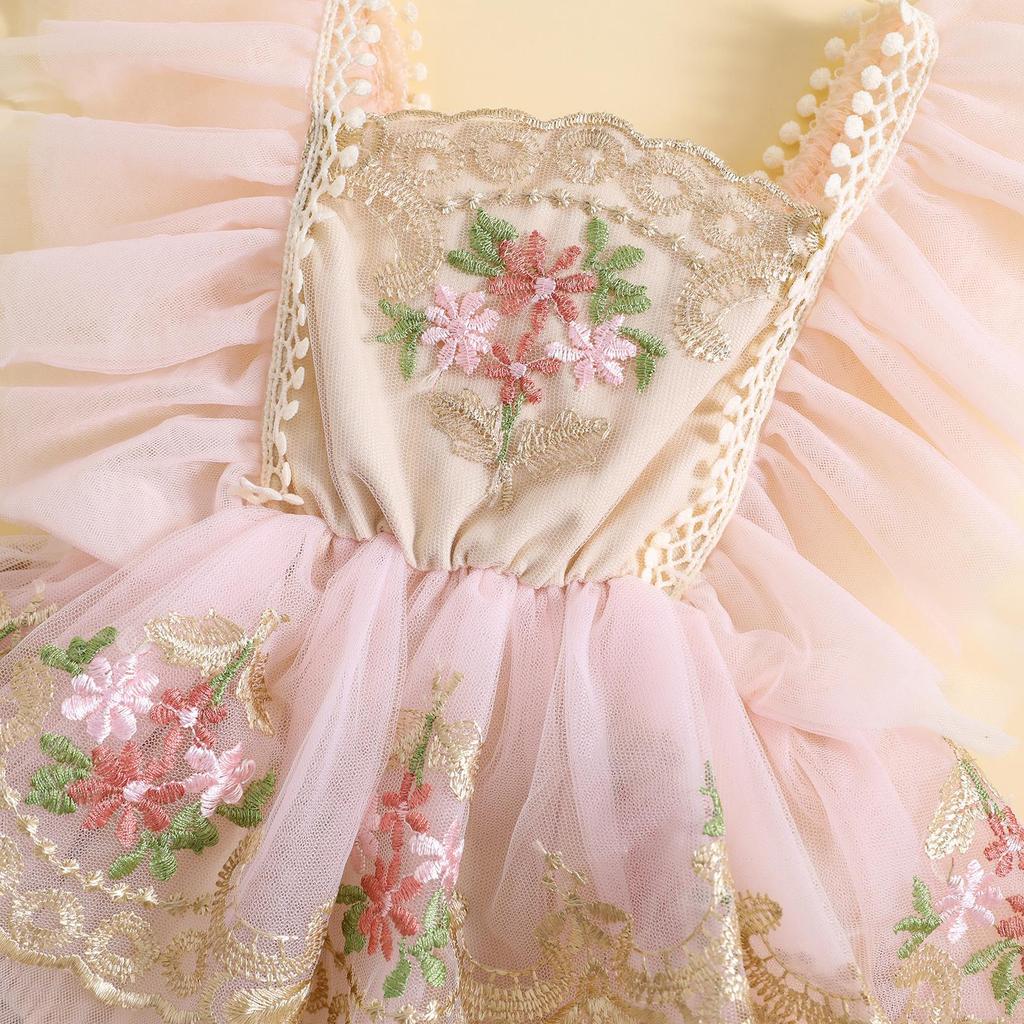 Комбинезон с рукавами-крылышками для маленьких девочек, летние боди с цветочной вышивкой и бантом, повязка для волос, одежда, детский костюм из 2 предметов