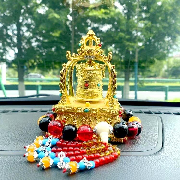 Creative Solar Alloy Car Accessories Prayer Wheel Automatically Rotates Car Interior Decoration Feng Shui  Buddhism