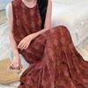 Vest nightdress women's summer cotton and silk pajamas long high-end loungewear can be worn outside holiday dress artificial cotton thin
