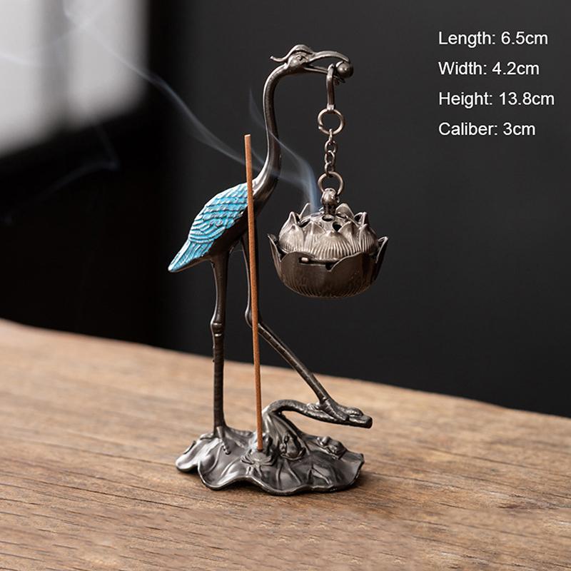 Square Vertical Incense Burner Small Alloy Incense Holder Indoor Aromatherapy Home Ornament Chinese Incense Burners