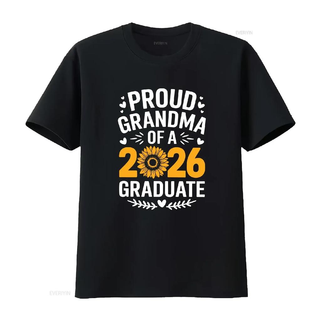 Proud Grandma Of A 2026 Graduate T Shirt Class Graduation Senior vintage Washed fashion designer clothes Versatile Breathable
