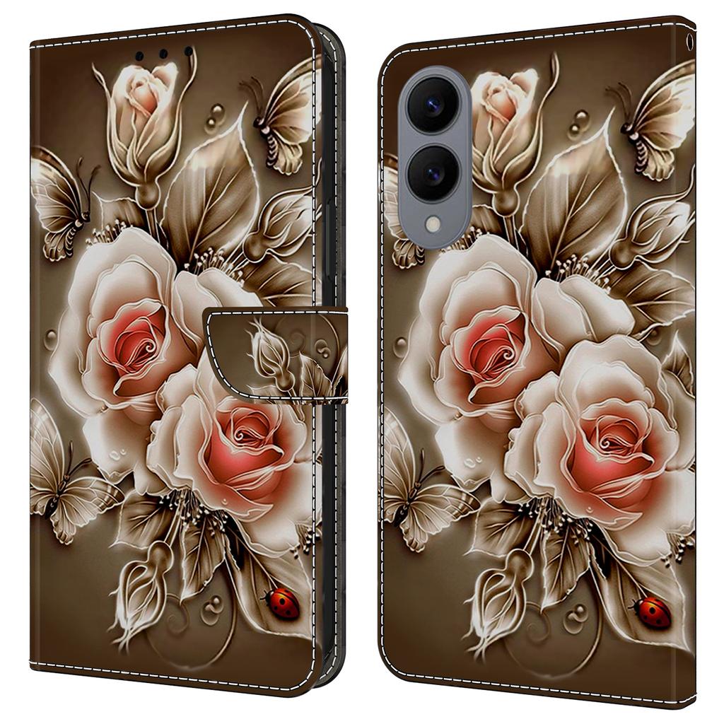 Для Samsung Galaxy S25 Edge Чехол-кошелек с подставкой с печатным рисунком из ПУ кожи откидной чехол для телефона