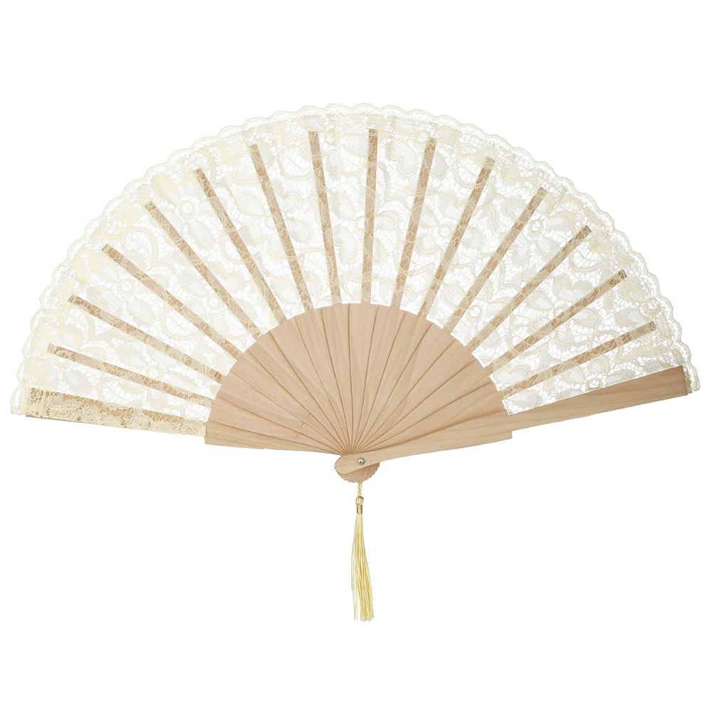 Ручной Складной Веер с Кружевной Отделкой Винтажный Древний Складной Веер Элегантный Классический Веер Фотография