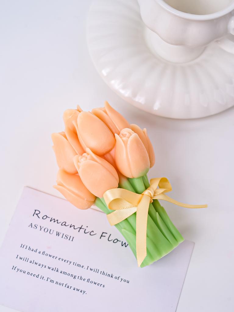 3D Букет Тюльпанов Ароматическая Свеча Силиконовая Форма Сделай Сам Подарок на День Матери Цветочные Украшения Бетонные Формы Форма для Мыла Ручной Работы Домашний Декор