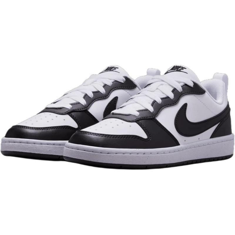 Nike Court Borough Anti Slip Wear Resistant Low Top Kids' Skateboarding Shoes White Black Sneakers DV5456-131