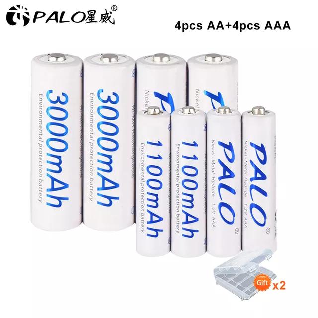 Аккумуляторы типа АА большой емкости, 3000 мАч, 1,2 В + аккумулятор типа ААА, 1100 мАч, 1,2 В, NI-MH аккумулятор типа АА ААА с коробкой