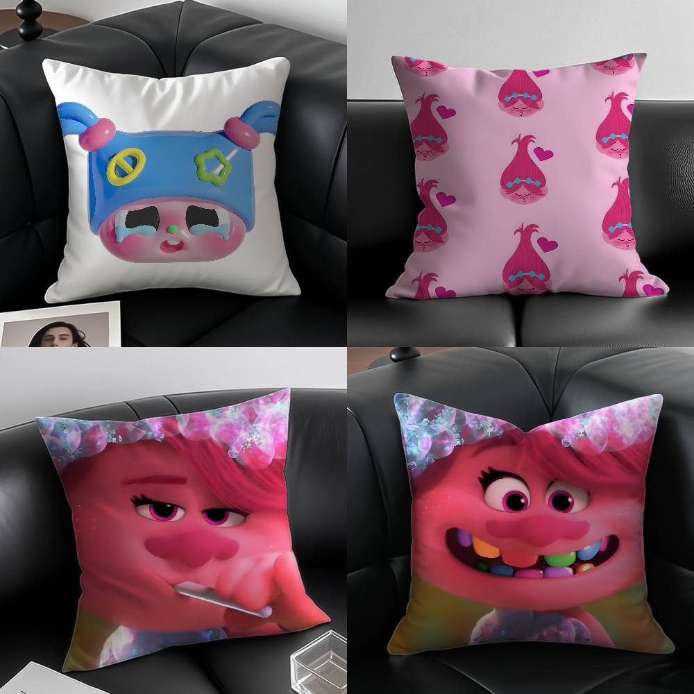 T-Trolls Band T-Together Pillow Case Anti-dustmite Pillowcase Invisible zipper silky short plush Sofa cushion cover