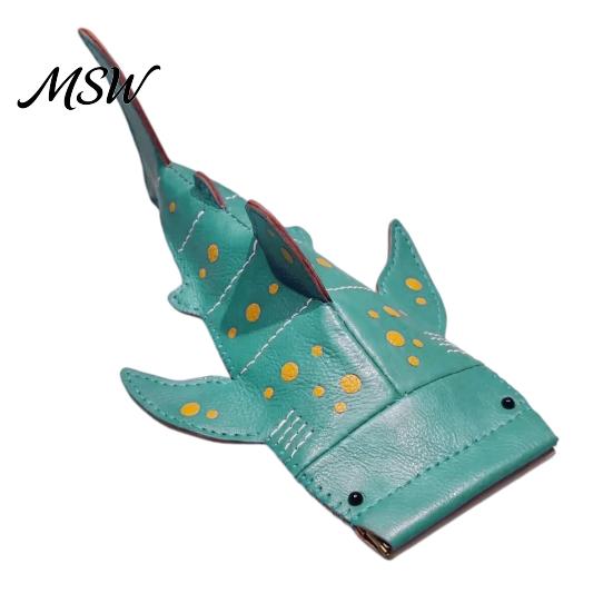 Ocean Theme Stationery Bag Whale Shark Sunglasses Case, Creative Faux Leather Pencil Pouch, Small Crossbody for Girls Portable Eyeglasses Holder Kids
