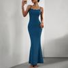 Women's Autumn Halter Neck Sleeveless Solid Color Sexy Fit Slim Strap Long Dress