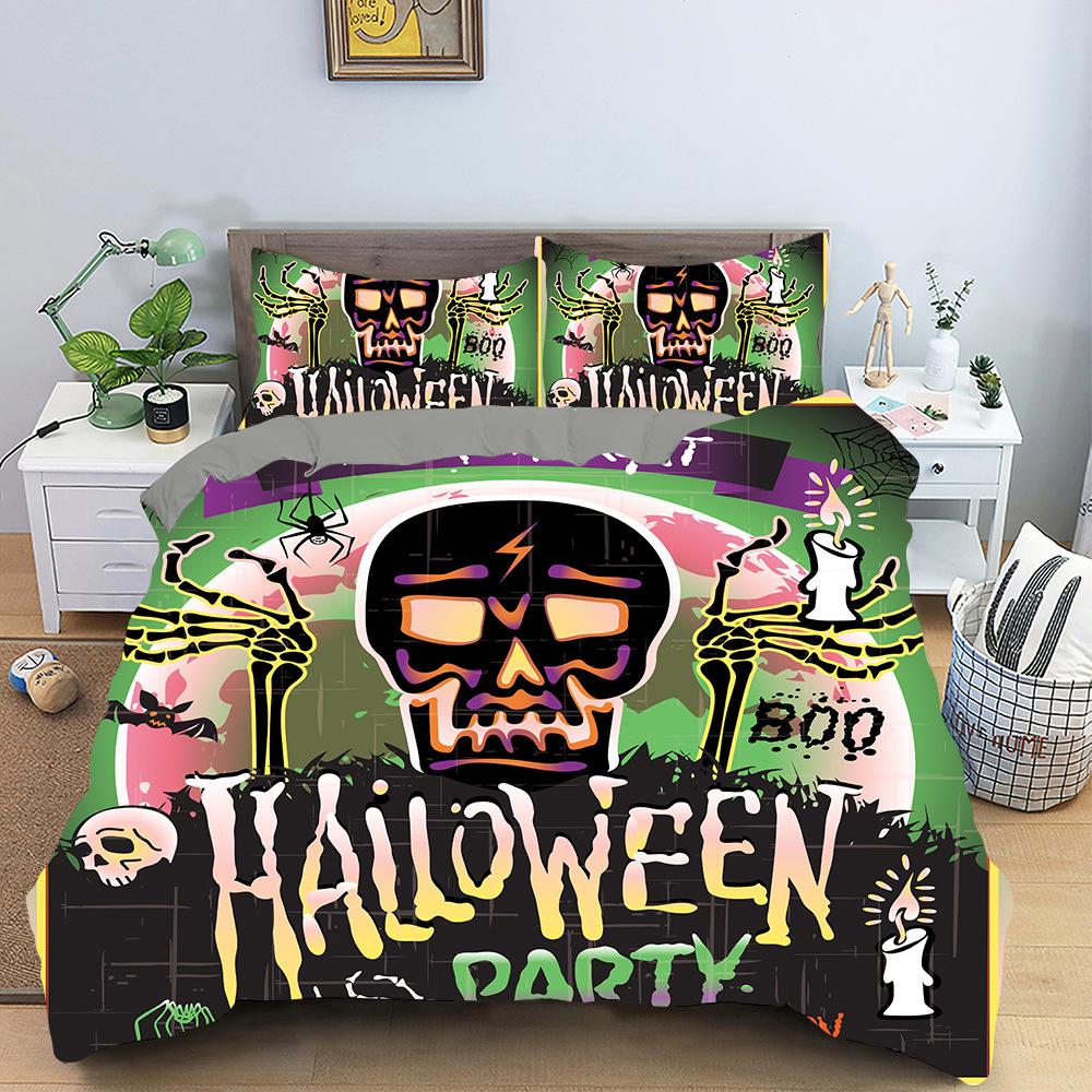 3D комплект постельного белья на Хэллоуин с тыквой и призраком, пододеяльник, наволочка, 2/3 шт., AU/DE/EU/US, полный размер, мягкое и легко чистящееся украшение для спальни