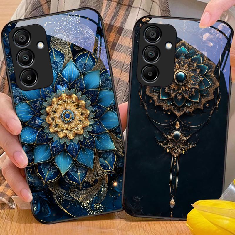 Черно-золотой тотем лотоса для Samsung A20 30 A22 23 24 25 26 31 32 33 A34 35 42 50 51 52 53 54 55 56 70 71 72 73 стеклянный чехол для телефона