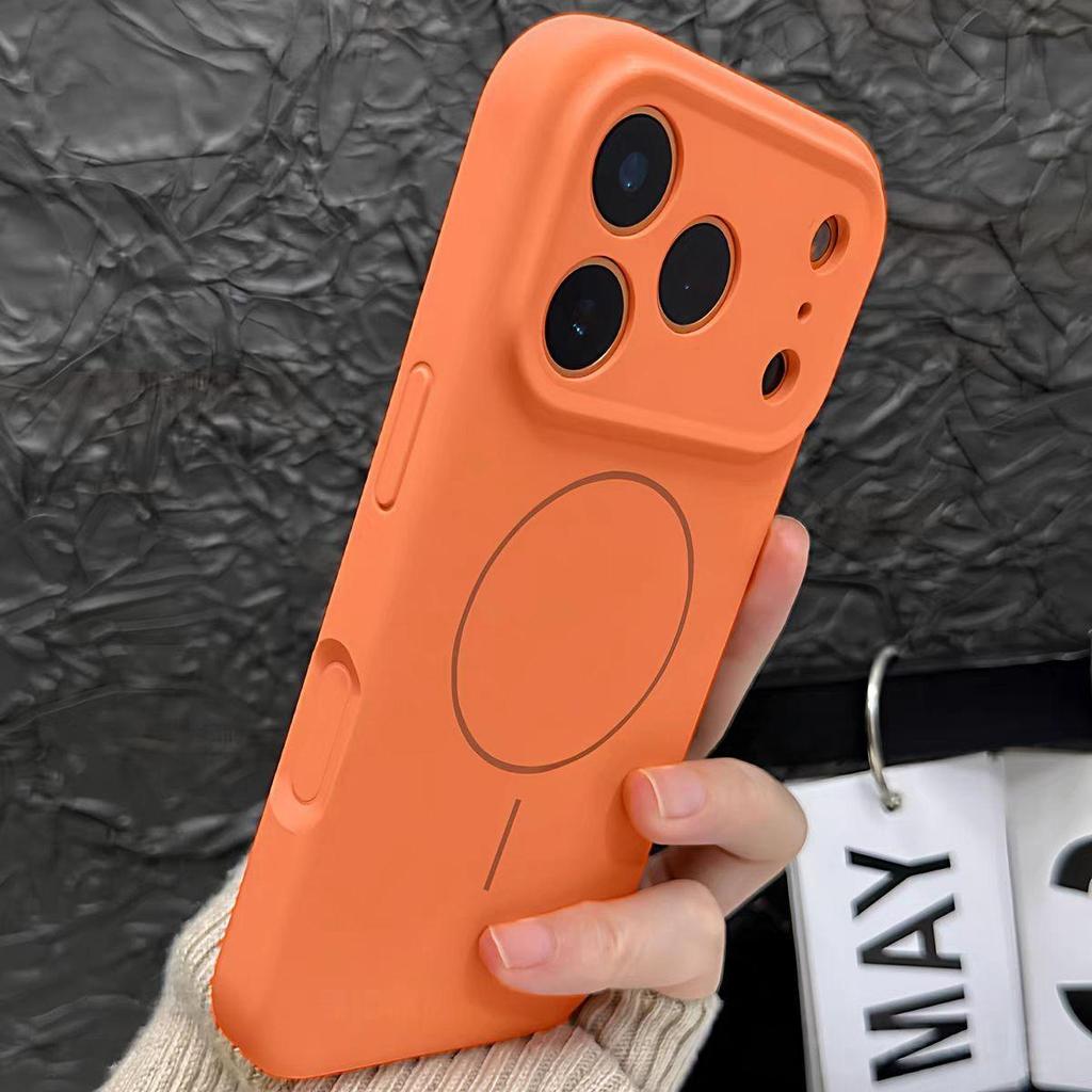 Liquid Silicone For Magsafe Orange Case For iPhone 17 Air 16 E 15 14 13 12 11 Pro Max Plus Magnetic Wireless Charge Soft Cover