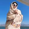 Cotton Linen Women Beach Scarf Flower Embroidery Shawls and Wraps Fashion Summer Hijab