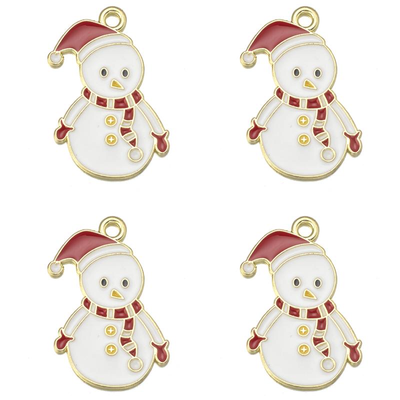 10pcs/lot Alloy Drip Oil Pendant Santa Claus Snowman Christmas Tree Charm Pendant For DIY Men Women Earrings Necklace Party Gift