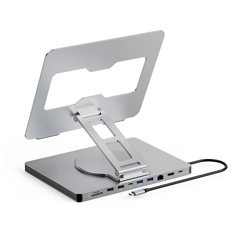 Вращающаяся складная док-станция для ноутбука с портами HDMI, Gigabit Ethernet, USB 3.0 и расширением-подставкой для планшета