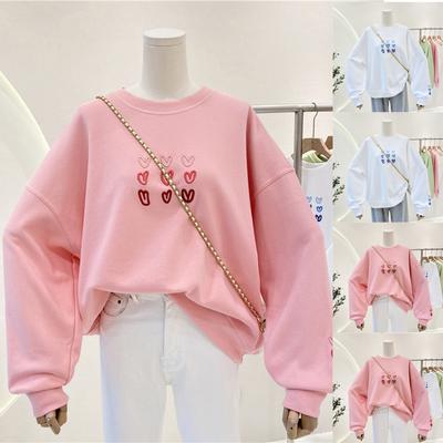 Женская весенняя вышитая толстовка с капюшоном Love Loose Top