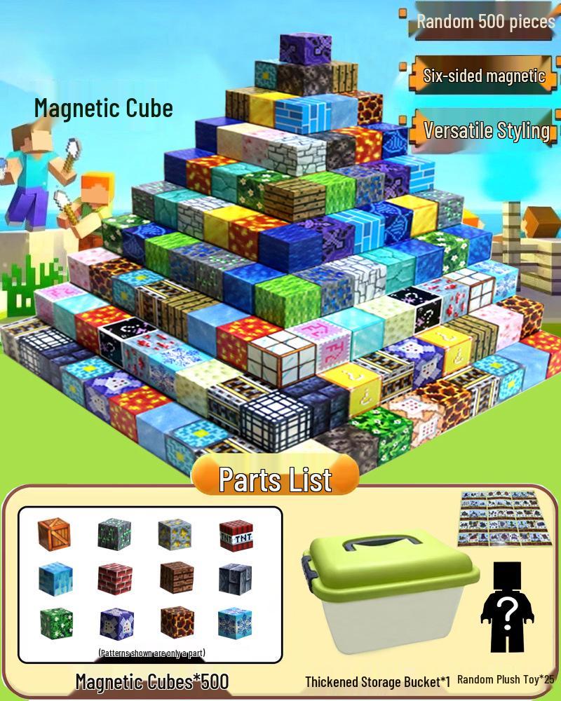 Magnetic Cube Building Blocks: Creative World for Kids - Gift Set with Storage Bucket