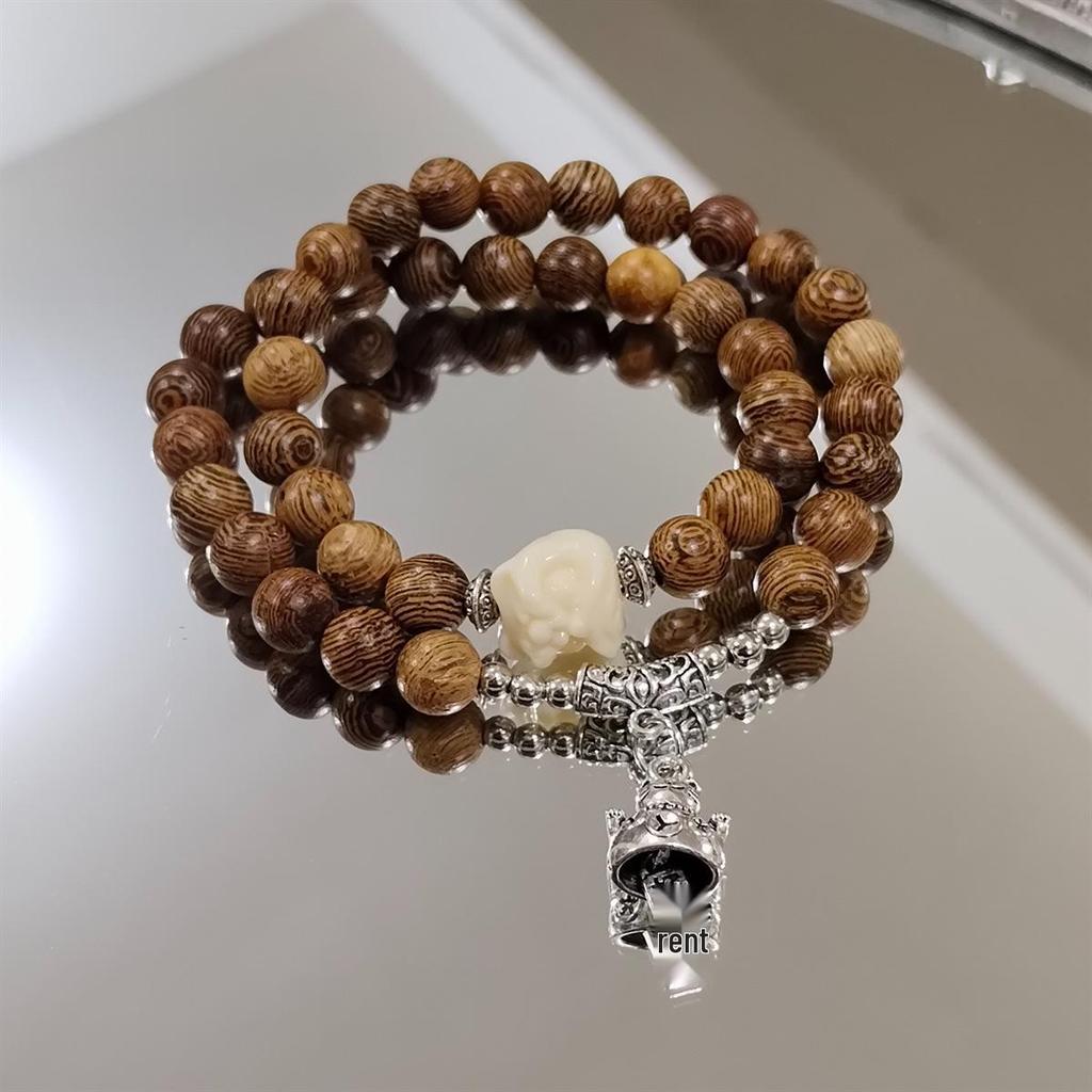 New Chinese Retro Double-Layer Bracelet for Women, Unique Design, Ancient Style Fashion, Shangui Flower Coin Hand String for Men