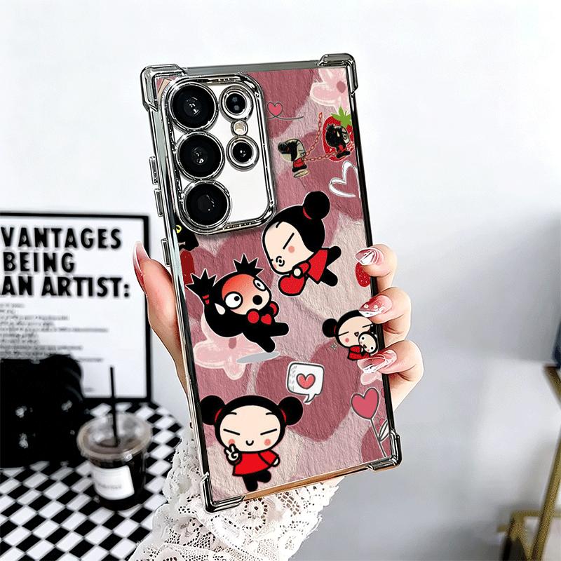 Мультяшный Милый Чехол для Телефона с Покрытием Pucca Garu Для Samsung Galaxy S24 S25 FE S26 Edge S23 Ultra S22 S21 Plus S20 Защита от Падения Airbag C