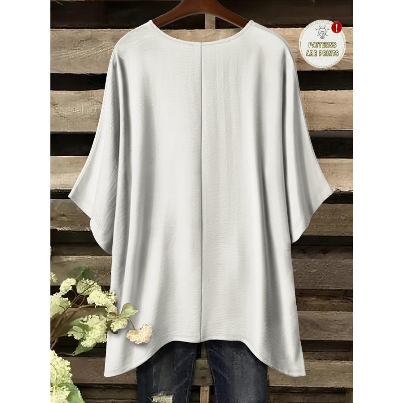 Summer large size Plus green pupil white cat princess pattern printed bat sleeves round neck T-shirt,