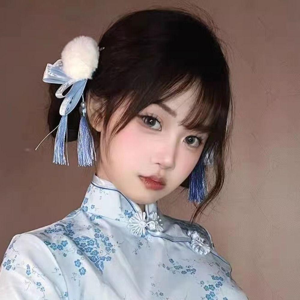Barrettes Chun-Li Hair Bun Clip Cloth Cosplay Headwear Kawaii Chinese Style Hairpin Party