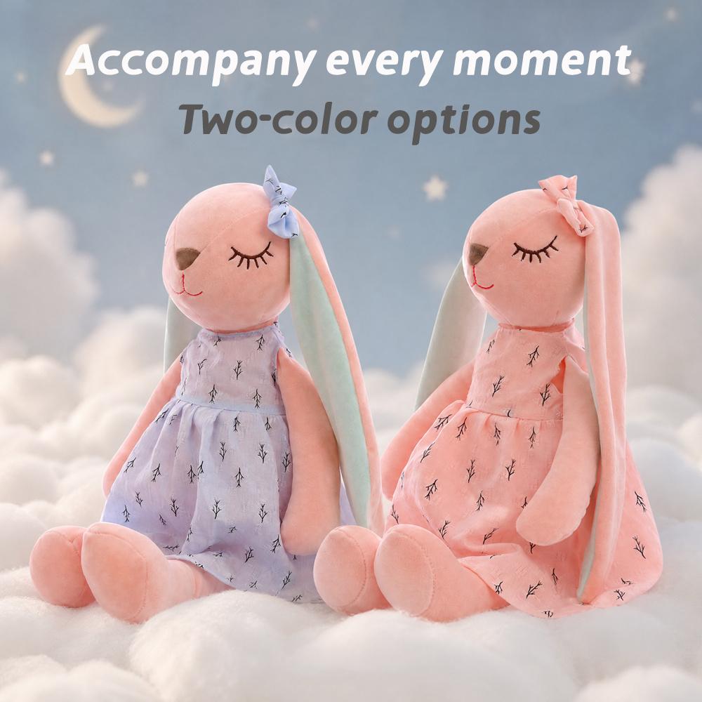 Miniso An An Rabbit Plush/soft and Cute Long-eared Doll/toy Pillow/little Rabbit Plush Doll/fresh Floral Dress with Smile Design