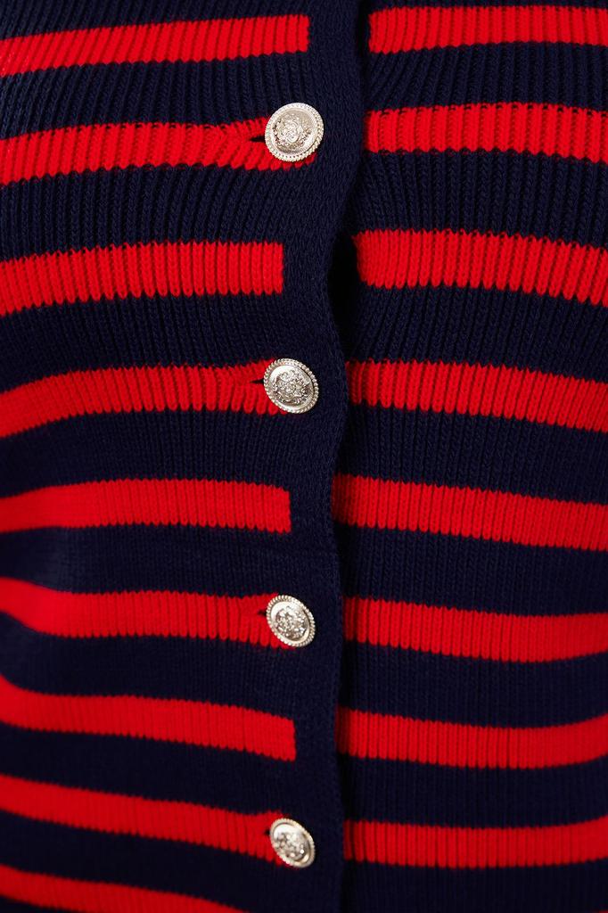 Women's Fashion Stylish Plus Size Cardigan Black Striped Knitwear Cardigan