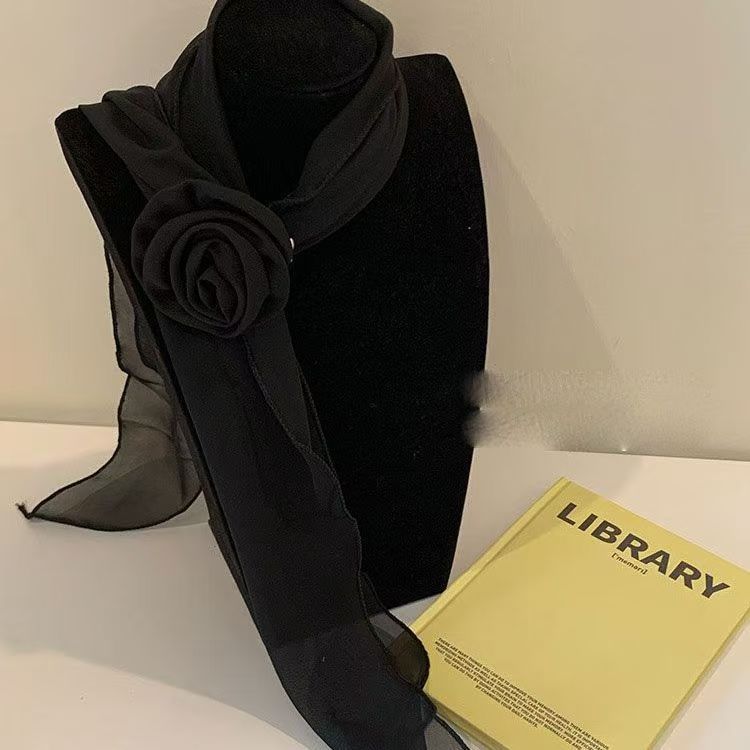 Elegant Leopard Print Silk Scarf Women DIY Tie Method Luxury Print Detachable Flower Headscarf Girls Fashion Ribbon Rose Scarf