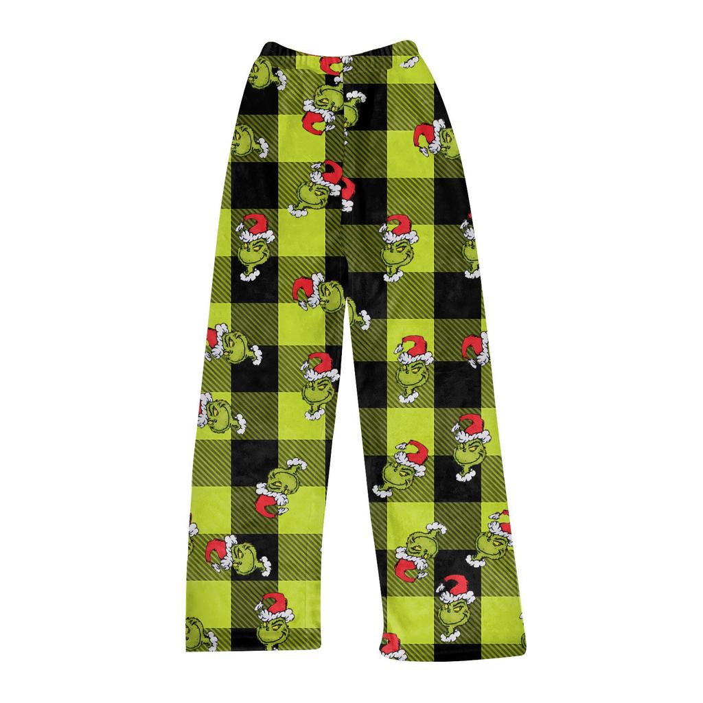 Women  Winter Pants Full Length Long Trousers Flannel Christmas Printed Pants