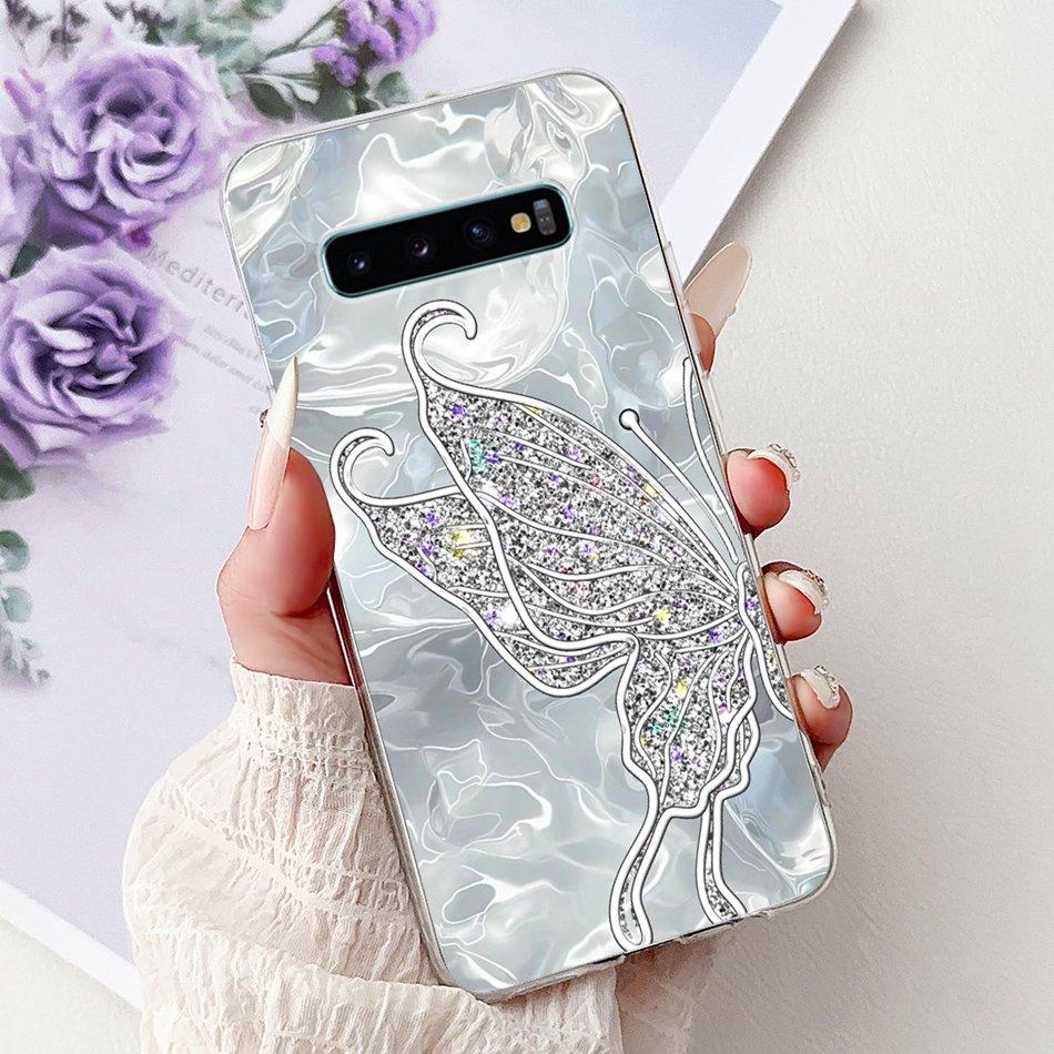 Для Samsung Galaxy S10+ S10 S10e Элегантный Цветочный Бабочка Чехол для Телефона Для Samsung S10e S10 Plus S 10 4G Мягкий Силиконовый TPU Чехлы